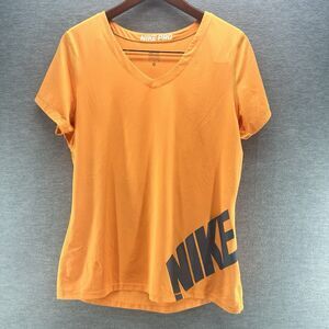 NIKE PRO -  Women's XL Orange New Performance Stretch Training Gym Shirt    A18b